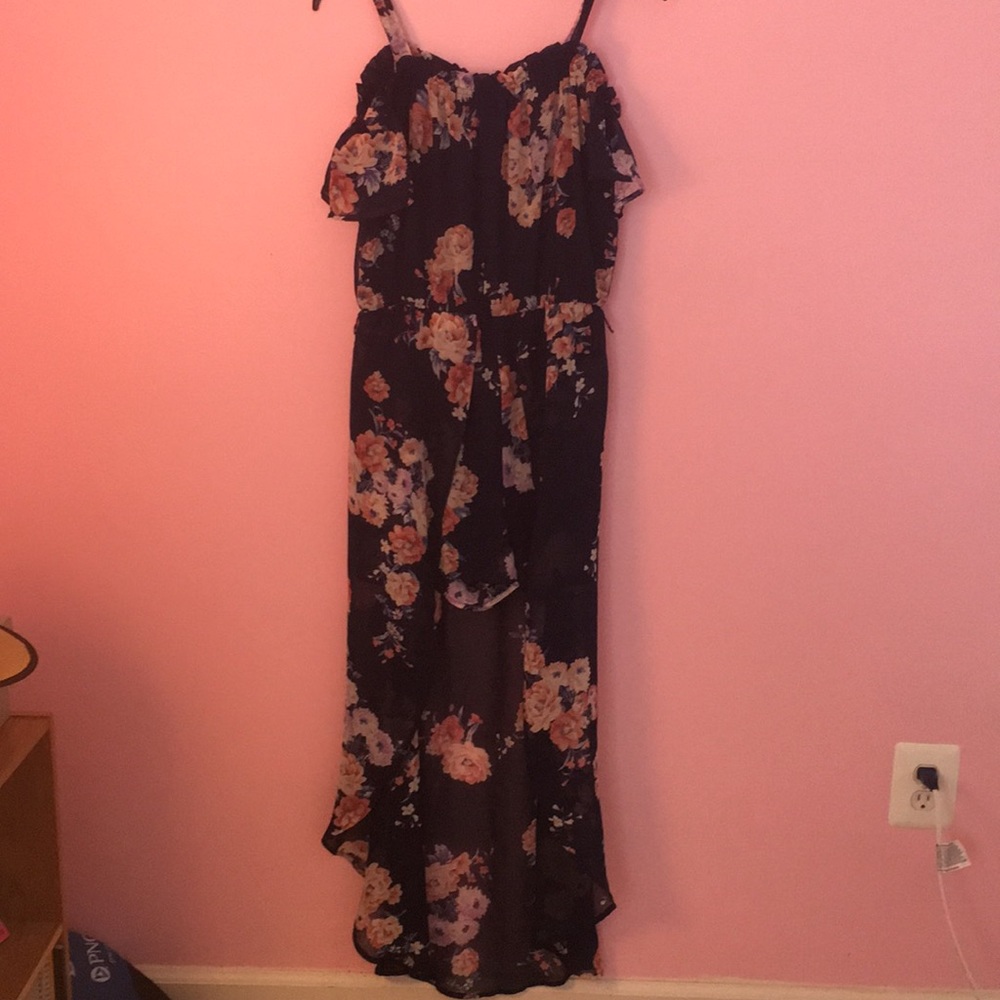 A Navy Blue Flower Dress